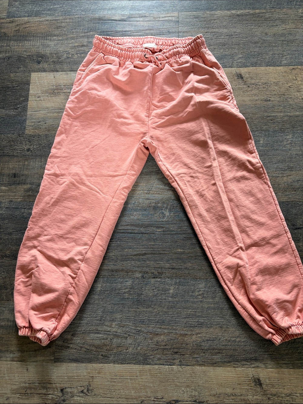Men's 100% Cotton French Terry Distressed Coral Drawstring Jogger